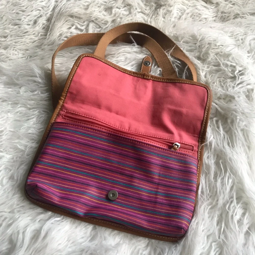 Fossil‎ Pink Striped Crossbody Bag